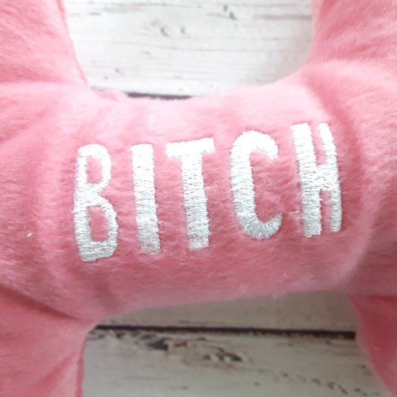 Plush Funny Squeak Bitch Dog Bone Toy Small Large - Picture 3 of 6